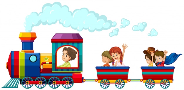 Tren Y Ninos Vector Gratis