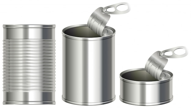 Download Tres diseños diferentes de latas de aluminio | Vector Premium