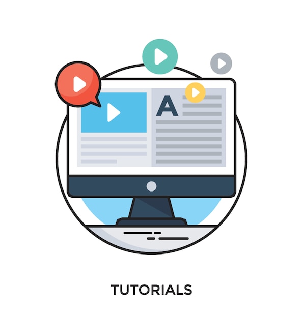 Tutoriales Icono De Vector Plano | Vector Premium