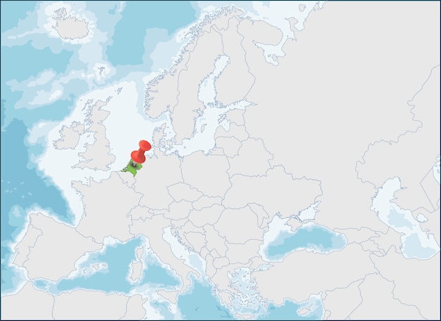 La ubicación de los países bajos en el mapa de europa | Vector Premium