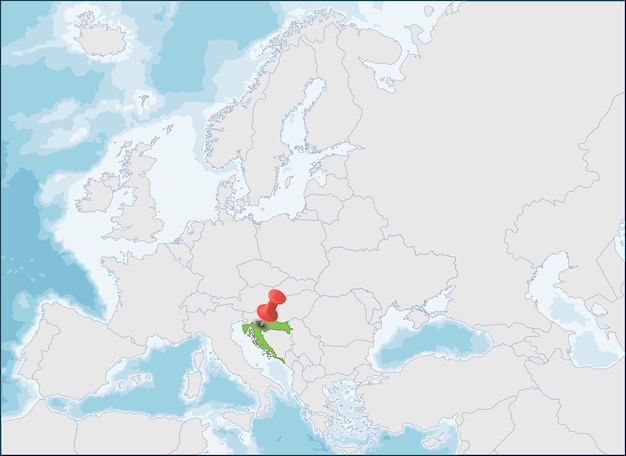 Ubicacion De La Republica De Croacia En El Mapa De Europa Vector Premium