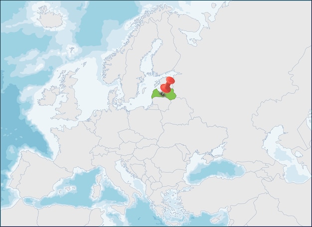 Ubicacion De La Republica De Letonia En El Mapa De Europa Vector Premium