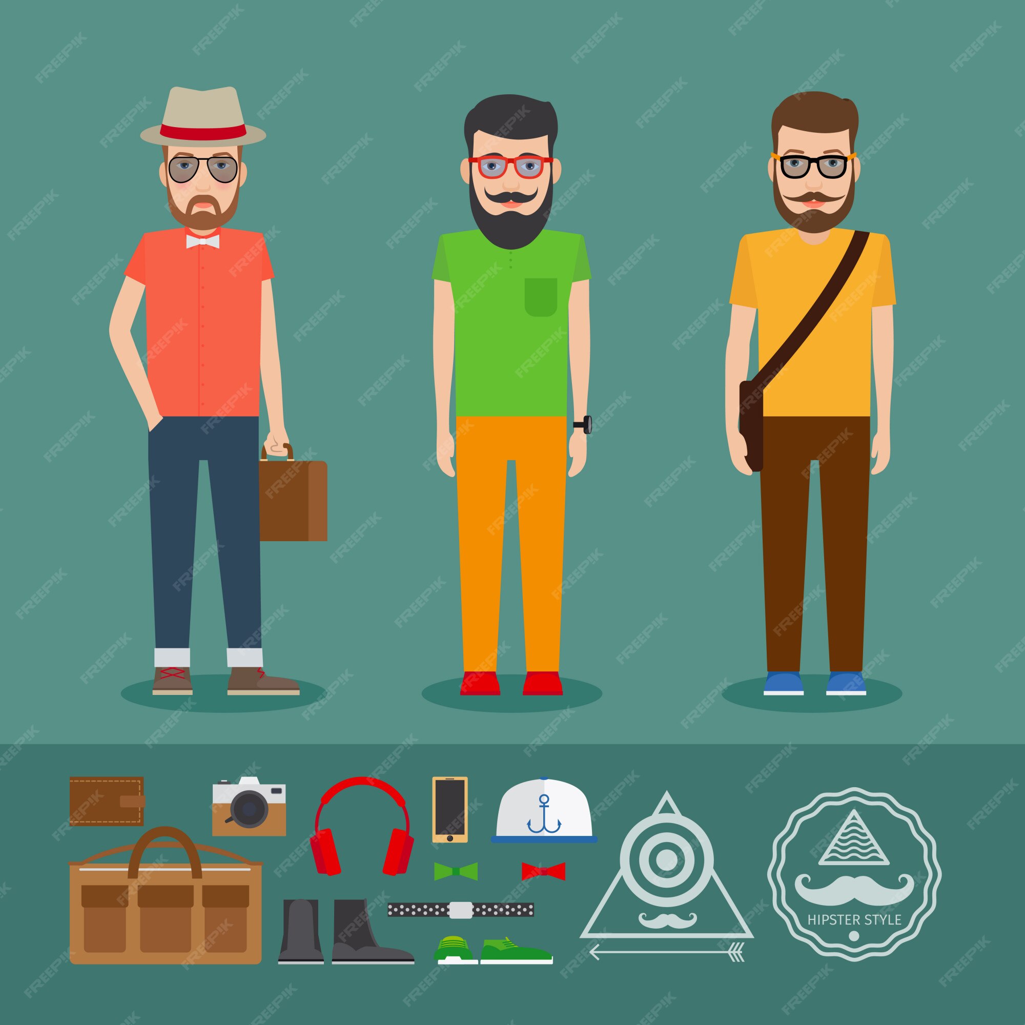 ltima-ropa-de-estilo-plano-hipster-vector-premium