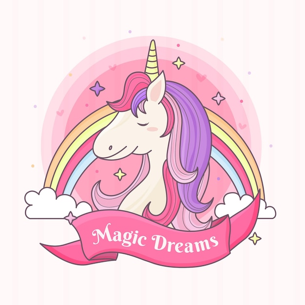 Unicornio Con Arcoiris Vector Gratis 5976