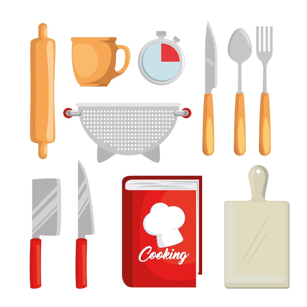 Utensilios De Cocina Conjunto Iconos Vector Ilustración Diseño Vector Premium 0918