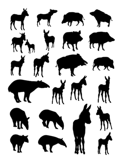 Varios animales en negro | Vector Premium