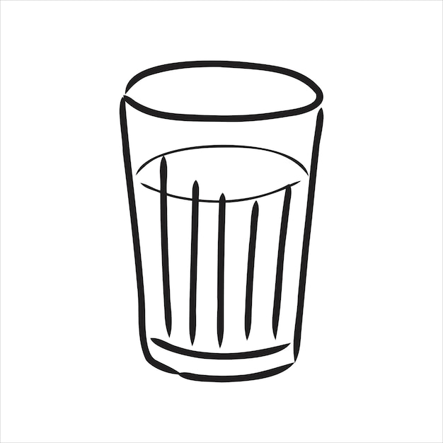 Vaso De Agua Vector E Ilustración Blanco Y Negro Dibujado A Mano Estilo Boceto Aislado Sobre 0049