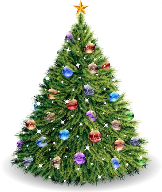 Vector árbol de navidad aislado en blanco Vector Premium