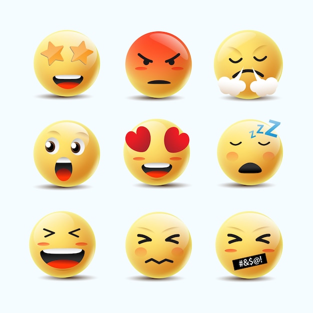 Vector de caras de sentimientos emoji. elementos de chat de