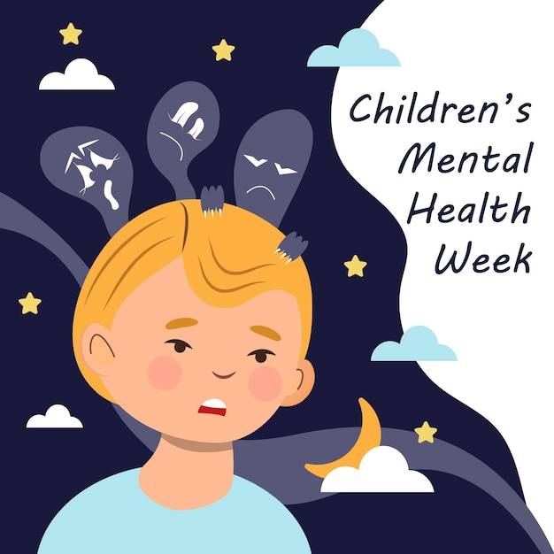 Vector de concepto de semana de salud mental para niños ilustración de