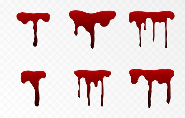 Vector Conjunto De Gotas De Sangre Sobre Un Fondo Transparente Aislado