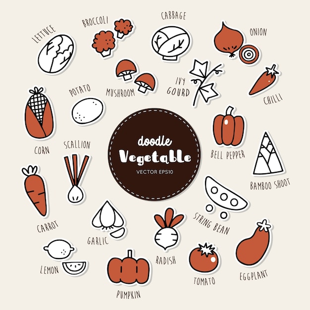 Vector Conjunto De Iconos Vegetales Vector Premium