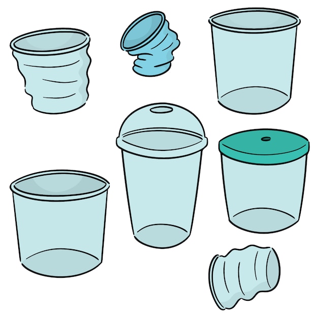 Vector conjunto de taza de plástico Vector Premium