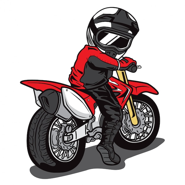 Vector de dibujos animados de motocross rider | Vector Premium
