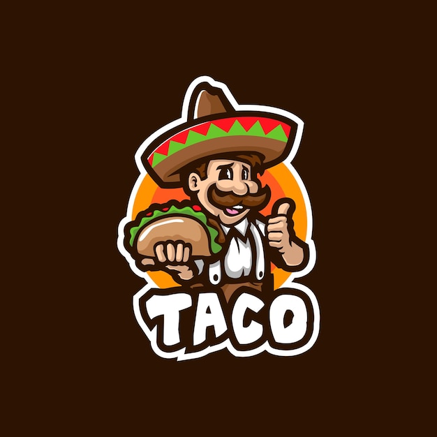 Vector De Diseño Del Logotipo De La Mascota Taco Con Un Estilo De