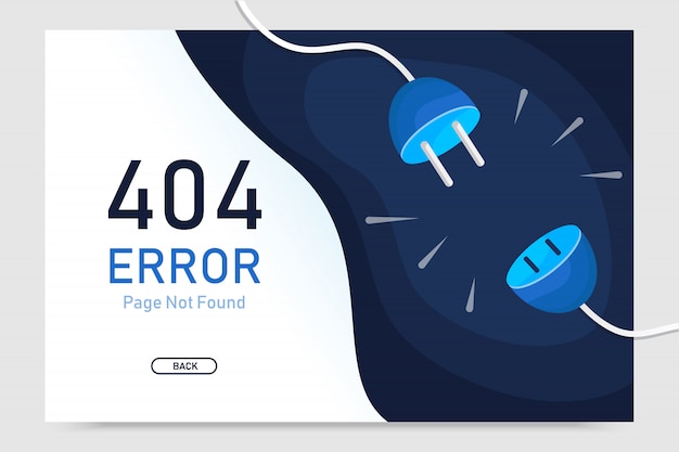 Vector de error 404 página no encontrada con plantilla de diseño gráfico de tapón para gráfico de sitio web Vector Premium