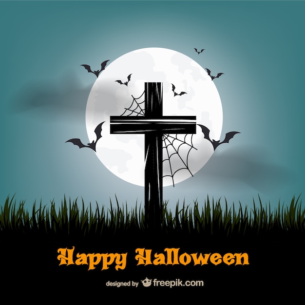 Vector de feliz halloween con cruz Vector Gratis