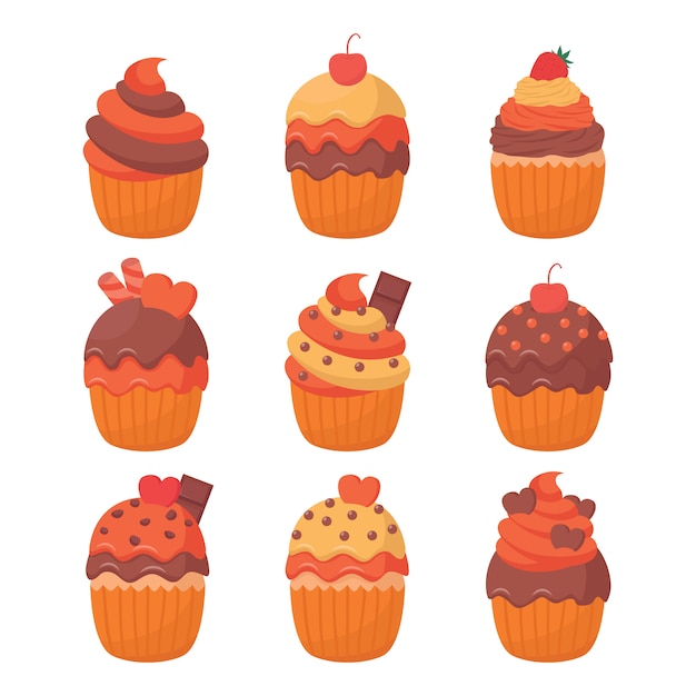 Vector de ilustración de cupcake Vector Premium