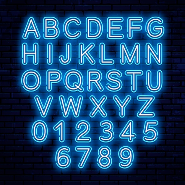 Download Vector de letras de neón, azul y blanco. | Vector Premium