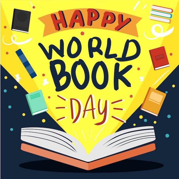 Vector de libro abierto para el cartel del día mundial del libro