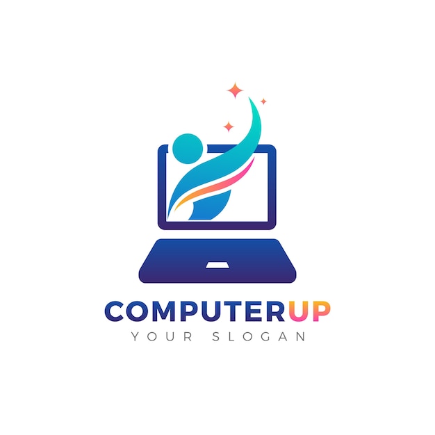 Vector de logo de computadora portátil | Vector Premium