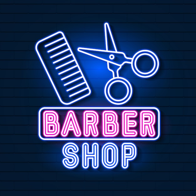 vector de logo neon sign barber shop para su diseño vector premium