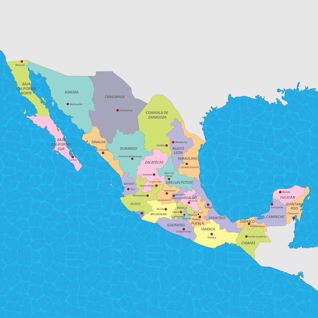 Imagenes Mapas De Mexico Mapa Politico De Mexico Vector De Stock Images 8346