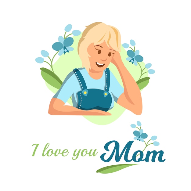 Download Vector plana banner te amo mamá mujer rubia. | Vector Premium