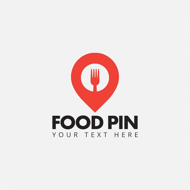 Vector de plantilla de diseño de logotipo de pin de comida aislado Vector Premium