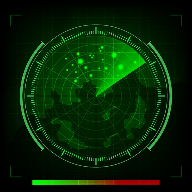 Vector De Radar Verde En La B Squeda Sobre Fondo Negro Vector Premium