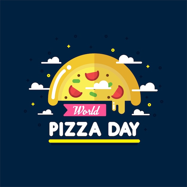 Vector de saludo de día de pizza mundial Vector Premium
