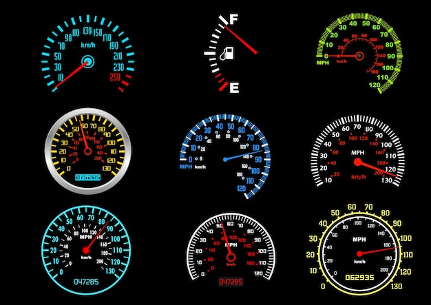 Velocimetros De Coches Vector Premium