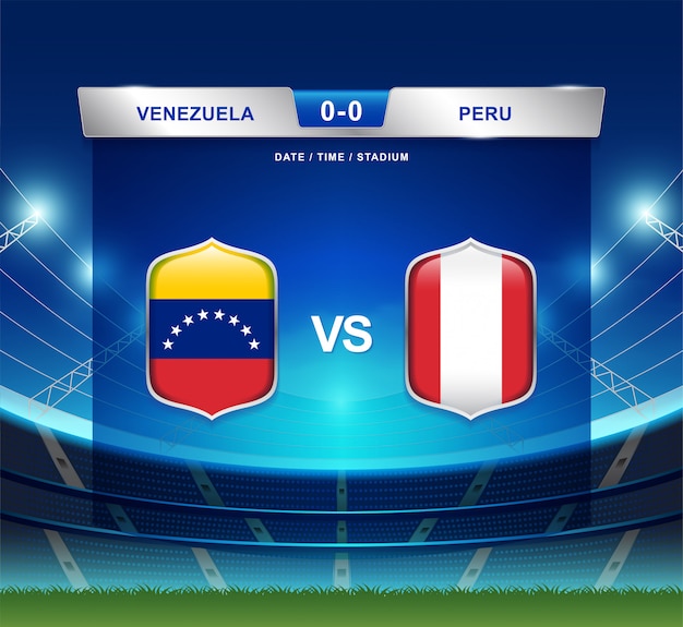 Venezuela Vs Peru Marcador Futbol Futbol America America Vector Premium