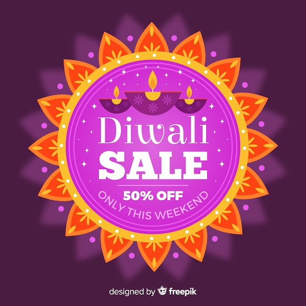 Venta de diwali de diseño plano vector gratuito