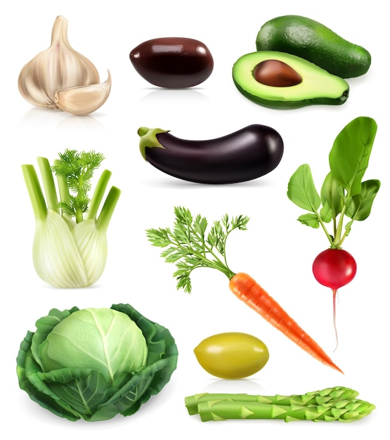 Verduras Conjunto De Iconos Vectoriales Vector Premium