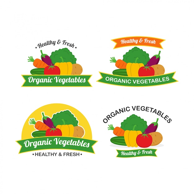 Verduras orgánicas frescas logo design vector Vector Premium