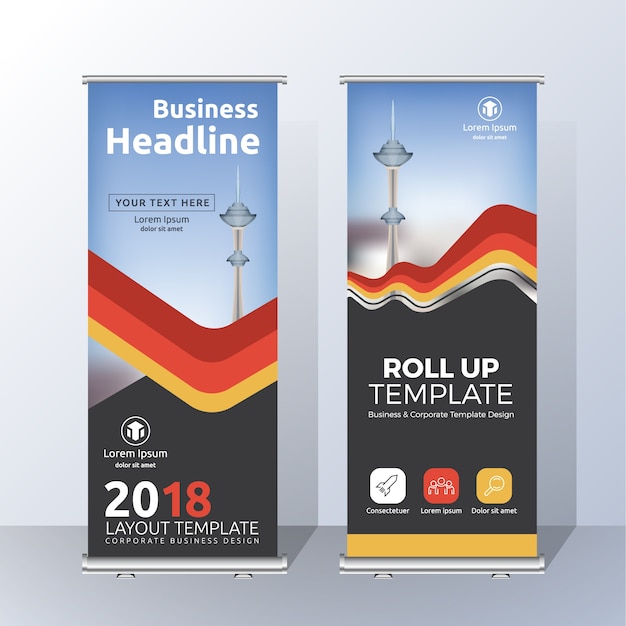 Vertical Roll Up Banner Template Design Para Anuncio Y Publicidad Vector Premium 