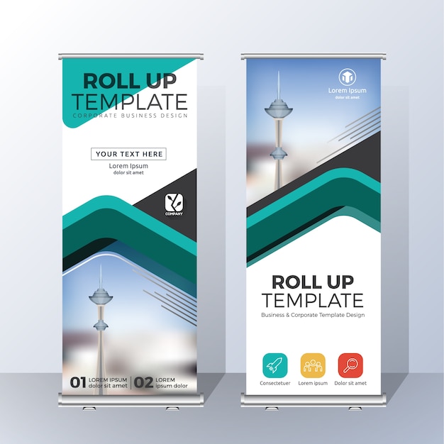 Vertical roll up banner template design para anuncio y 