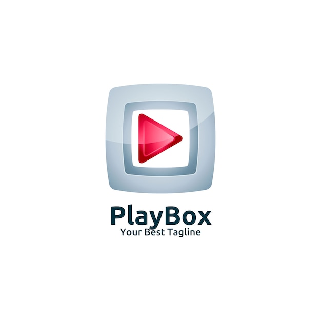 Video Media Play Box Logo Template Vector Premium