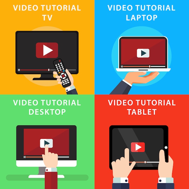 Video Tutoriales En Diferentes Dispositivos | Vector Gratis