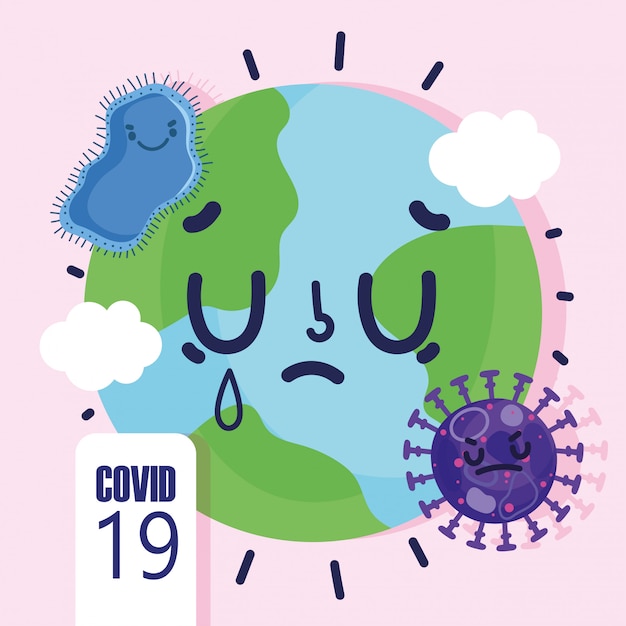 Virus Covid 19 Pandemia Dibujos Animados Mundo Enfermo