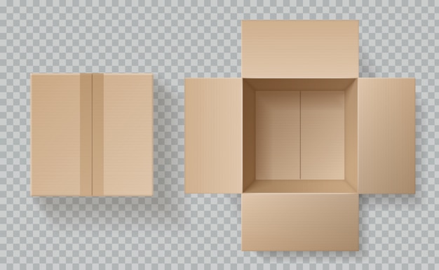 Vista Superior De La Caja De Cartón Abrir Cajas Cerradas Dentro Y Arriba Maqueta De Paquete 6471