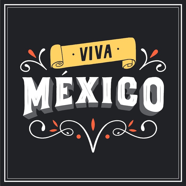Viva mexico letras con elementos ornamentales | Vector Gratis