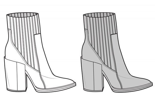 Zapatos calzado diseño moda dibujo plano plantilla | Vector Premium