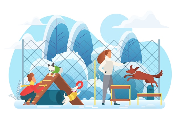 Download Zona de juegos para perros en winter park | Vector Premium