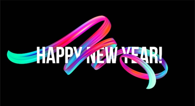 2019 neujahr banner mit einem bunten pinselstrich öl oder acrylfarbe Premium Vektoren