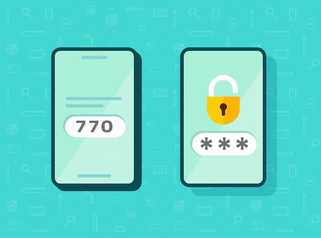 2fa Symbol Passwort Sichere Anmeldung Authentifizierung Uberprufung Oder Sms Push Code Nachrichten Symbol Auf Smartphone Handy Flach Isoliert Piktogramm Premium Vektor