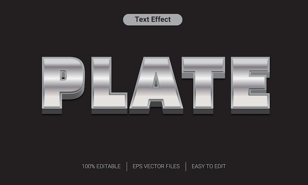 3d Metallplatte Silber Text Stil Effekt Premium Vektor