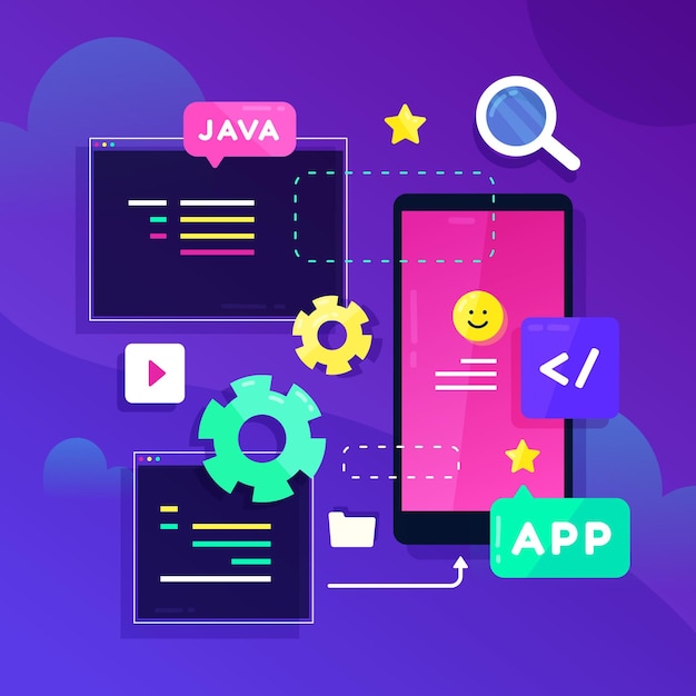 Abbildung zur app-entwicklung | Kostenlose Vektor