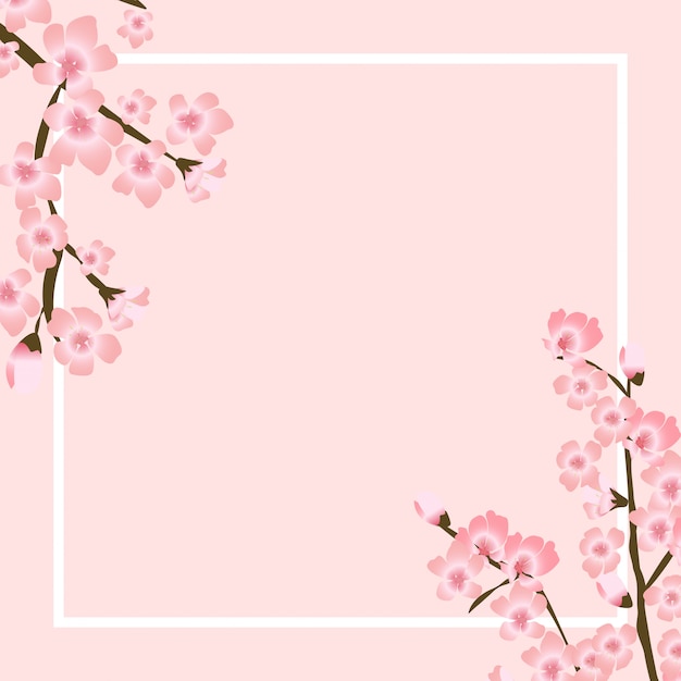 Abstrakte Florale Sakura Blume Japanische Naturliche Hintergrundillustration Premium Vektor